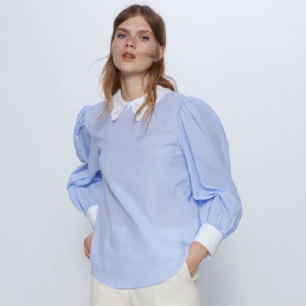 Zara contrasting poplin blouse size Small (s)